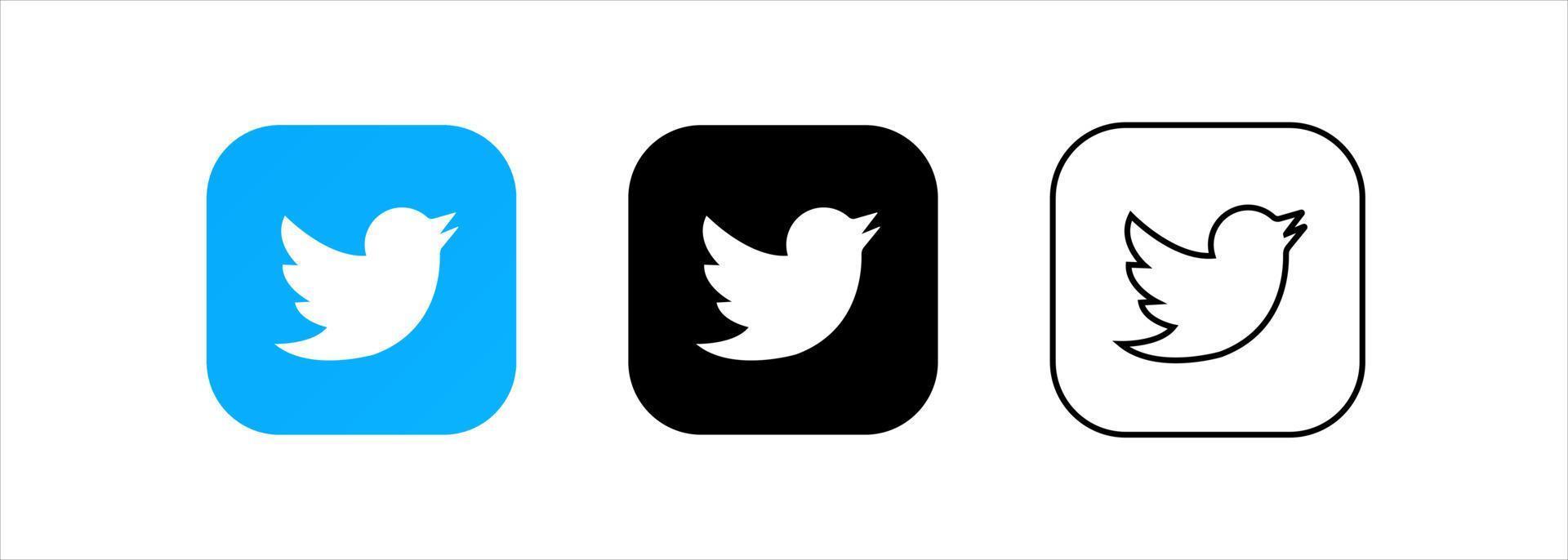 conjunto de social redes iconos gorjeo diseño plano íconos aislado en blanco antecedentes vector