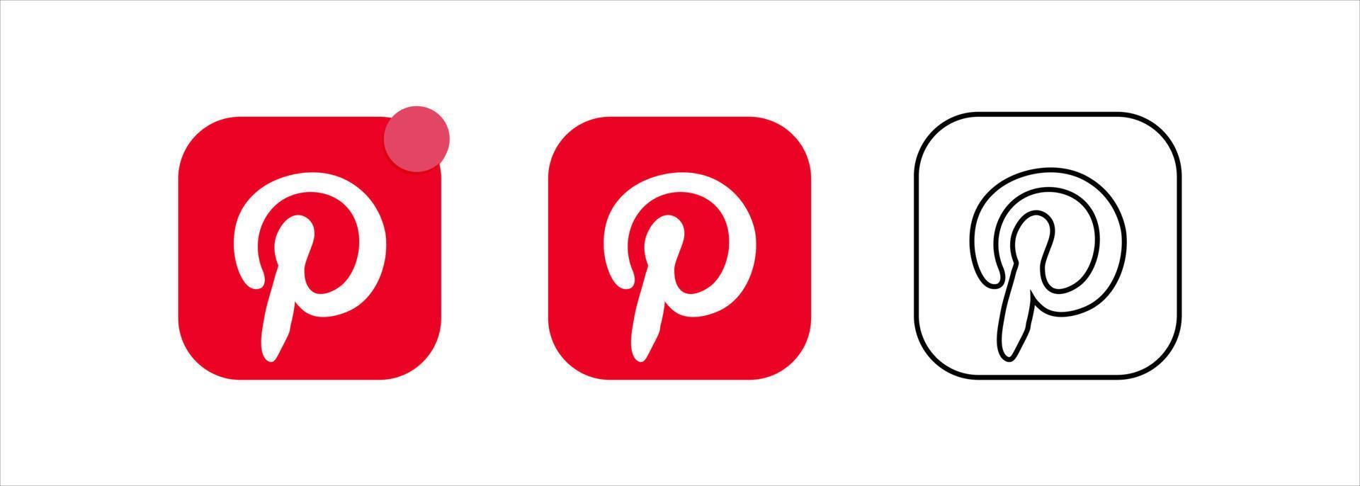 Set of social networking icons. Pinterest Web design flat icons isolated on white background vector