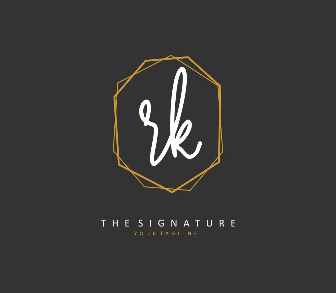 R K RK Initial letter handwriting and  signature logo. A concept handwriting initial logo with template element. vector