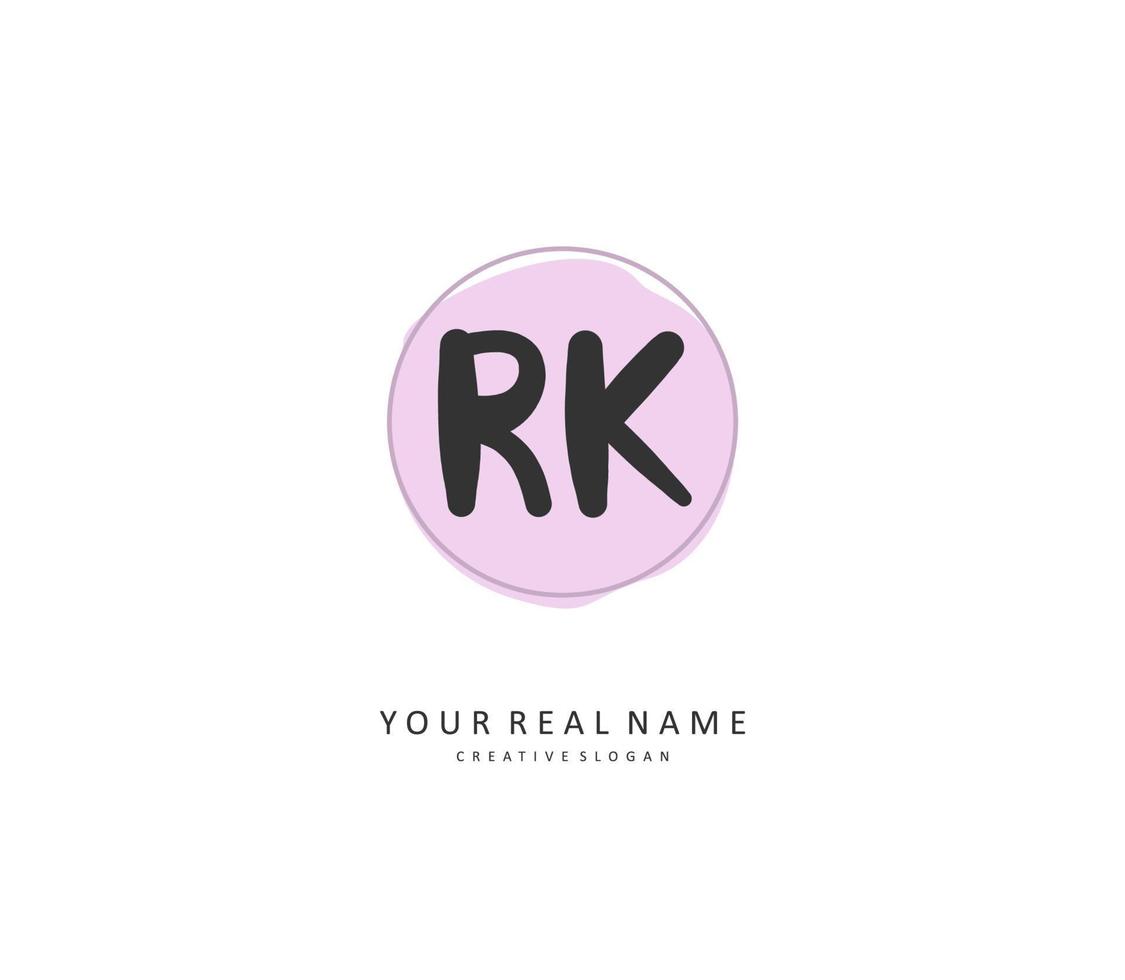 R K RK Initial letter handwriting and  signature logo. A concept handwriting initial logo with template element. vector