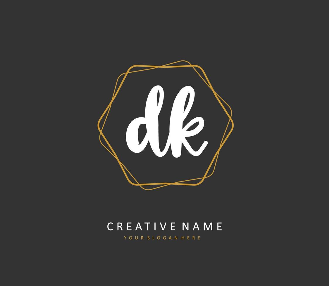 D K DK Initial letter handwriting and  signature logo. A concept handwriting initial logo with template element. vector