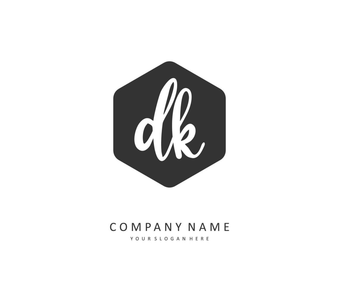 D K DK Initial letter handwriting and  signature logo. A concept handwriting initial logo with template element. vector