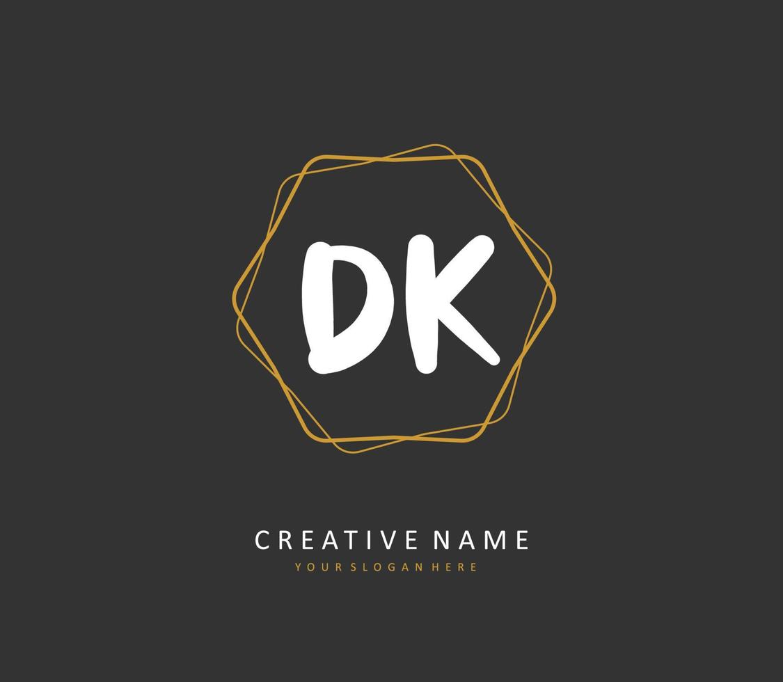 D K DK Initial letter handwriting and  signature logo. A concept handwriting initial logo with template element. vector