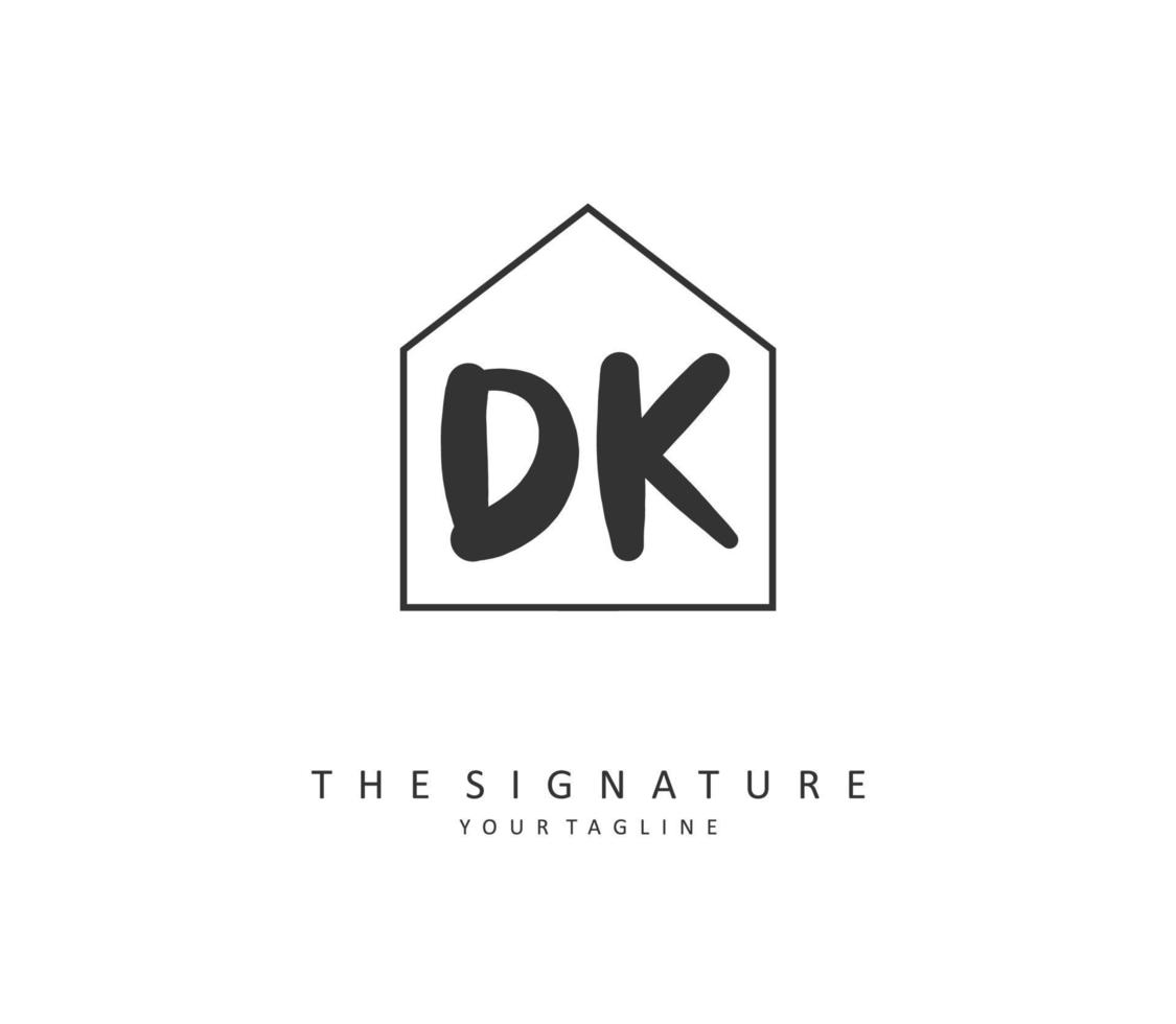 D K DK Initial letter handwriting and  signature logo. A concept handwriting initial logo with template element. vector