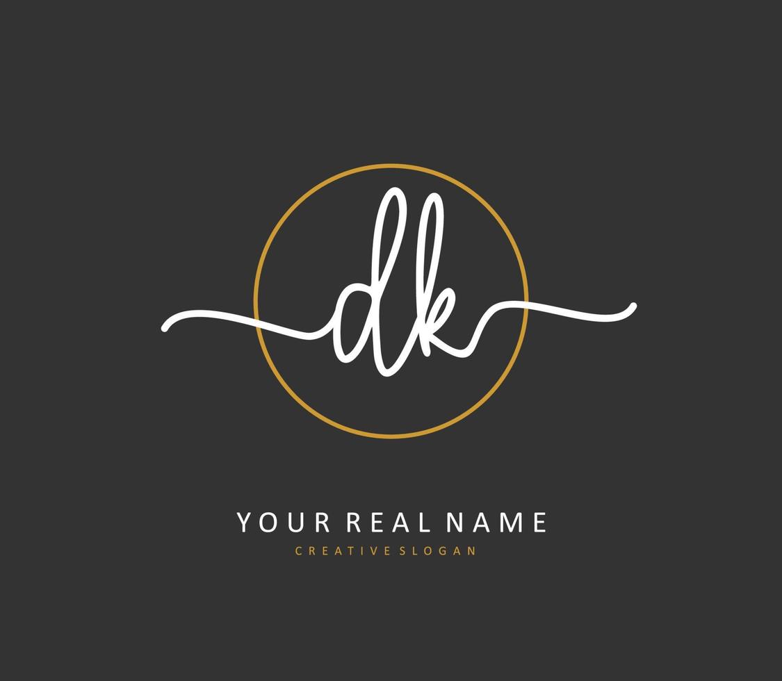 D K DK Initial letter handwriting and  signature logo. A concept handwriting initial logo with template element. vector