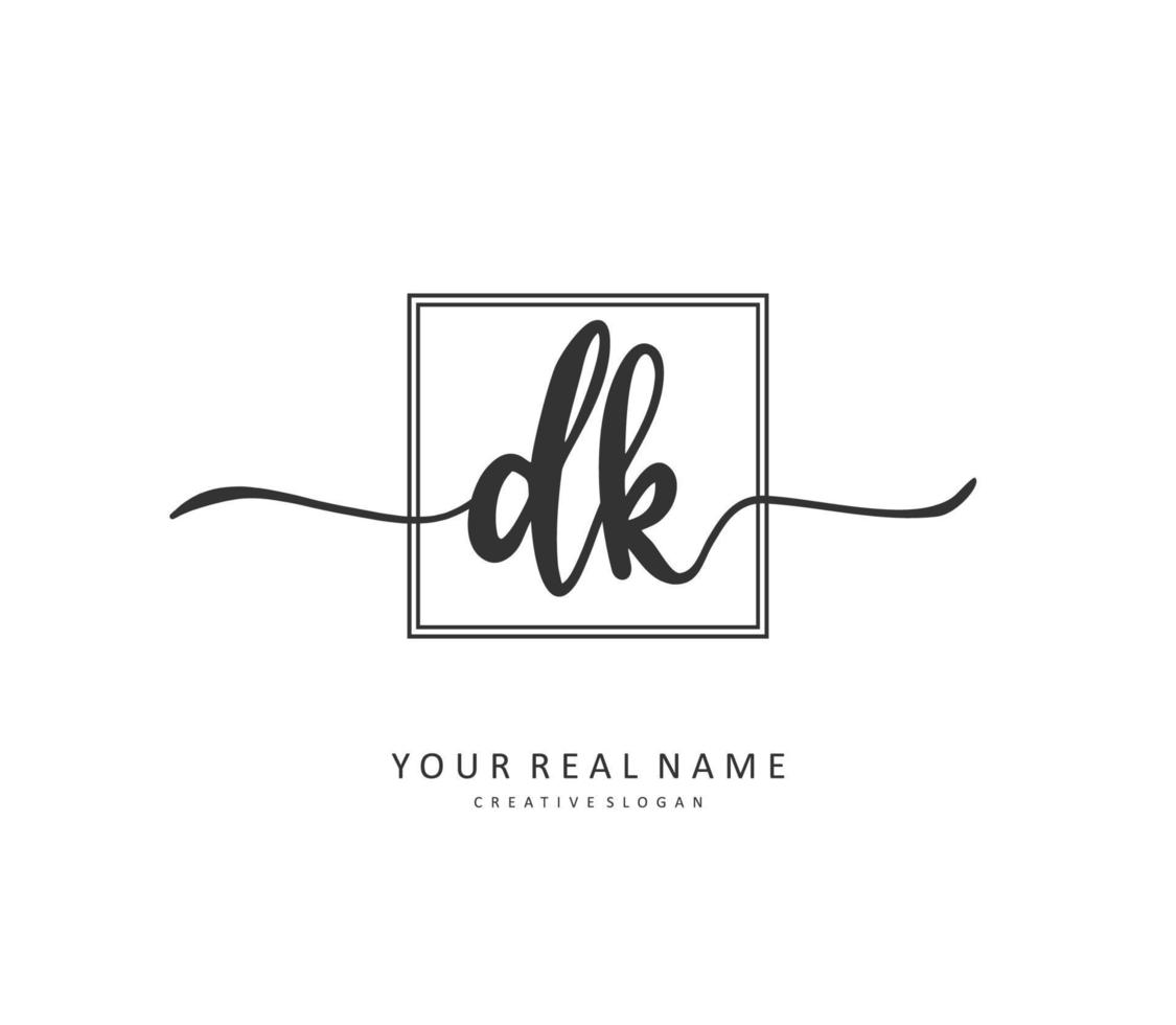 D K DK Initial letter handwriting and  signature logo. A concept handwriting initial logo with template element. vector