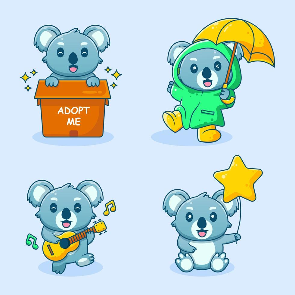 cute animal cartoon set vector