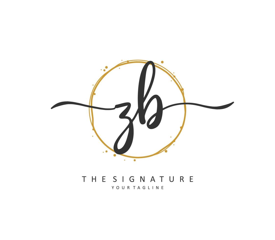 Z B ZB Initial letter handwriting and  signature logo. A concept handwriting initial logo with template element. vector