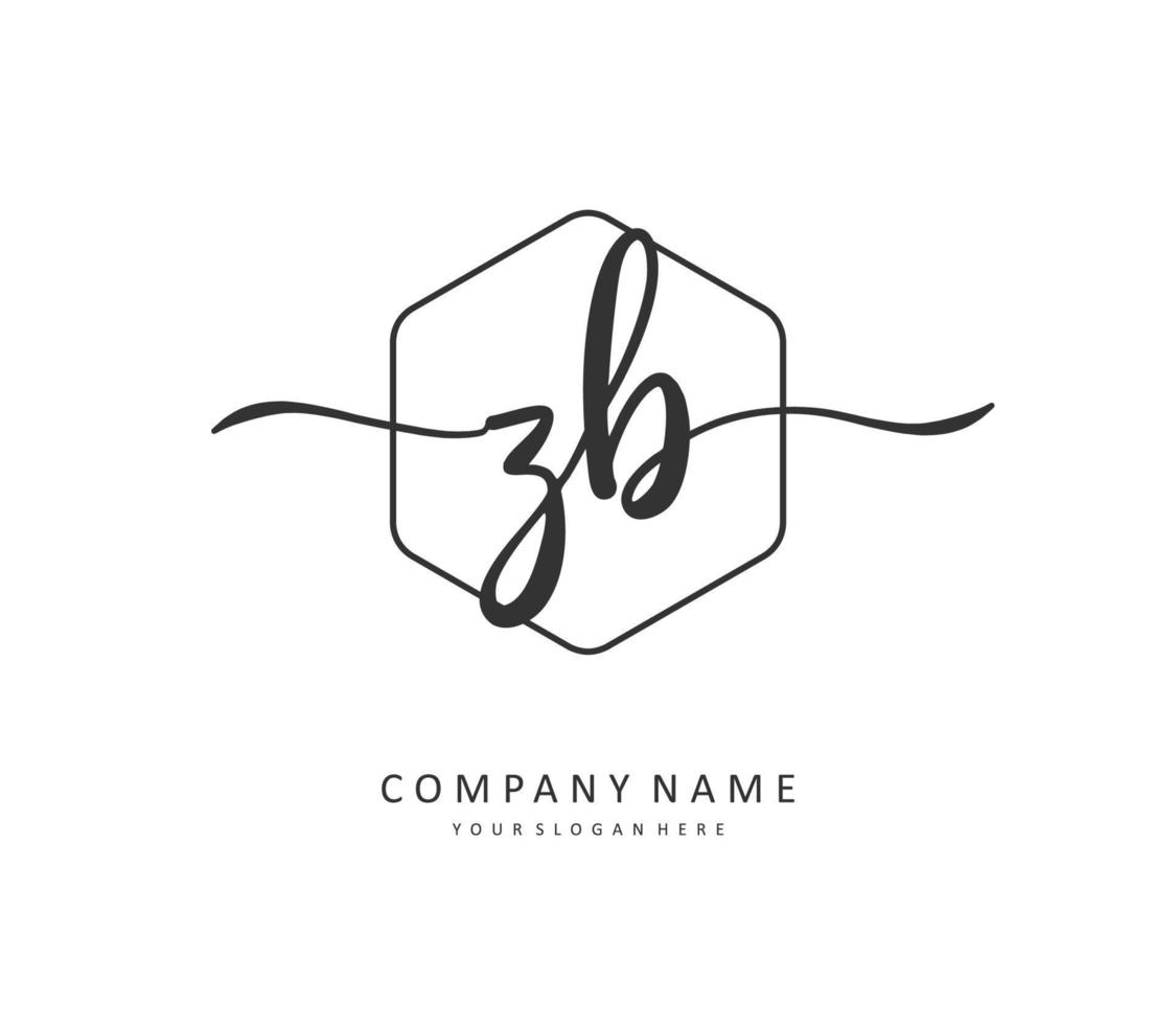 Z B ZB Initial letter handwriting and  signature logo. A concept handwriting initial logo with template element. vector