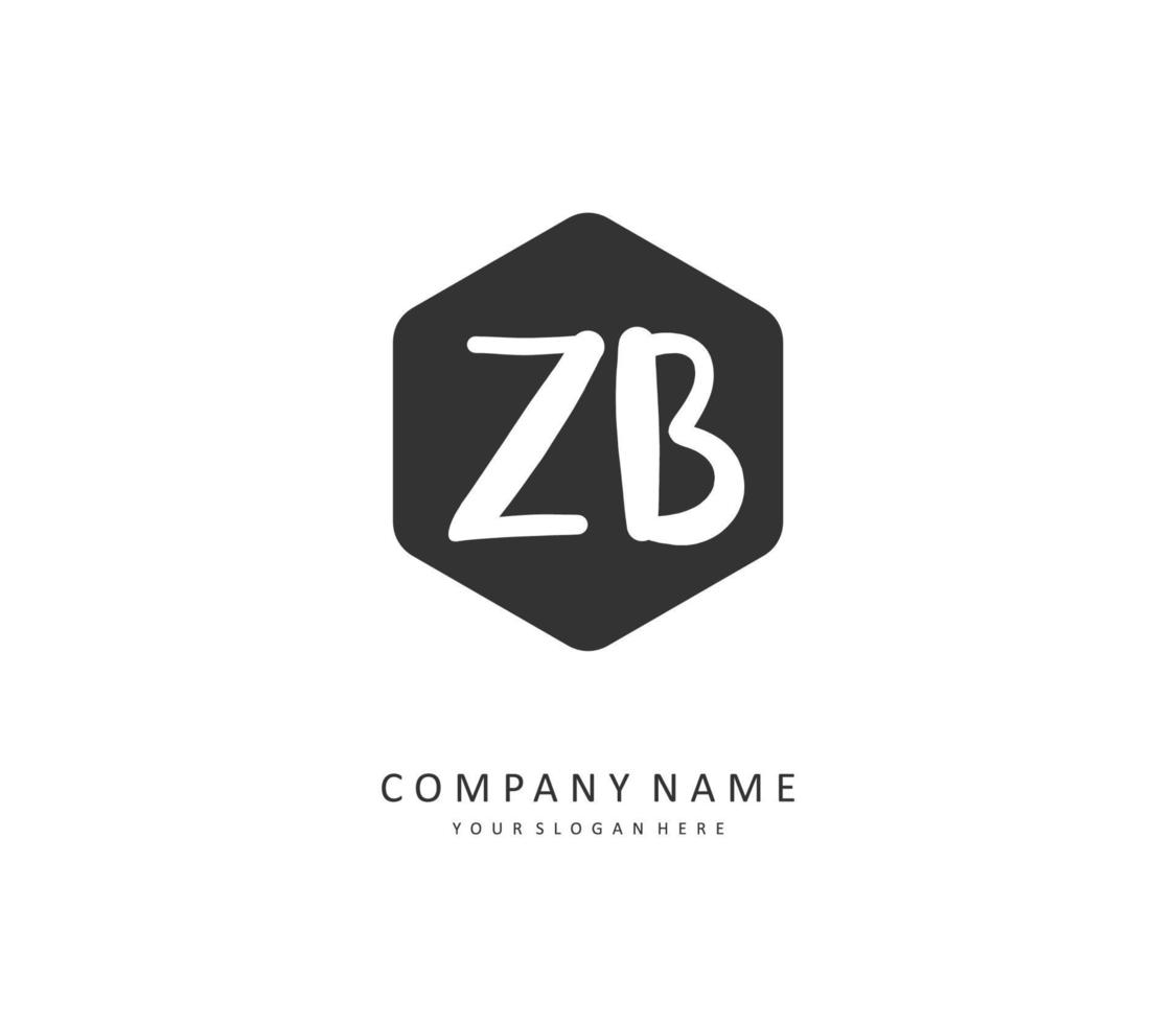 Z B ZB Initial letter handwriting and  signature logo. A concept handwriting initial logo with template element. vector