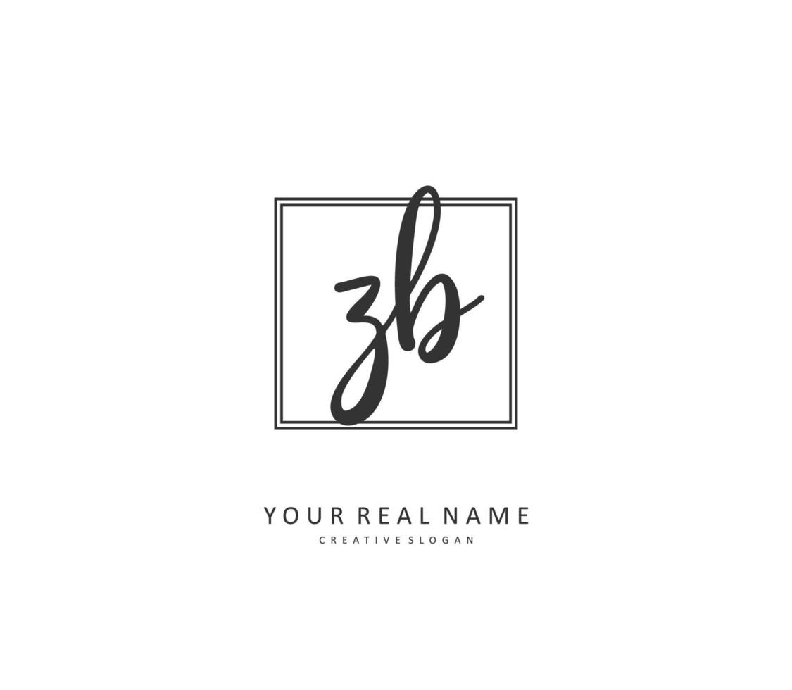 Z B ZB Initial letter handwriting and  signature logo. A concept handwriting initial logo with template element. vector