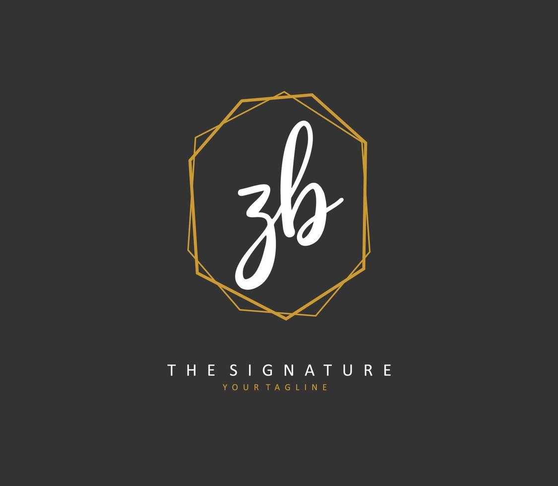 Z B ZB Initial letter handwriting and  signature logo. A concept handwriting initial logo with template element. vector