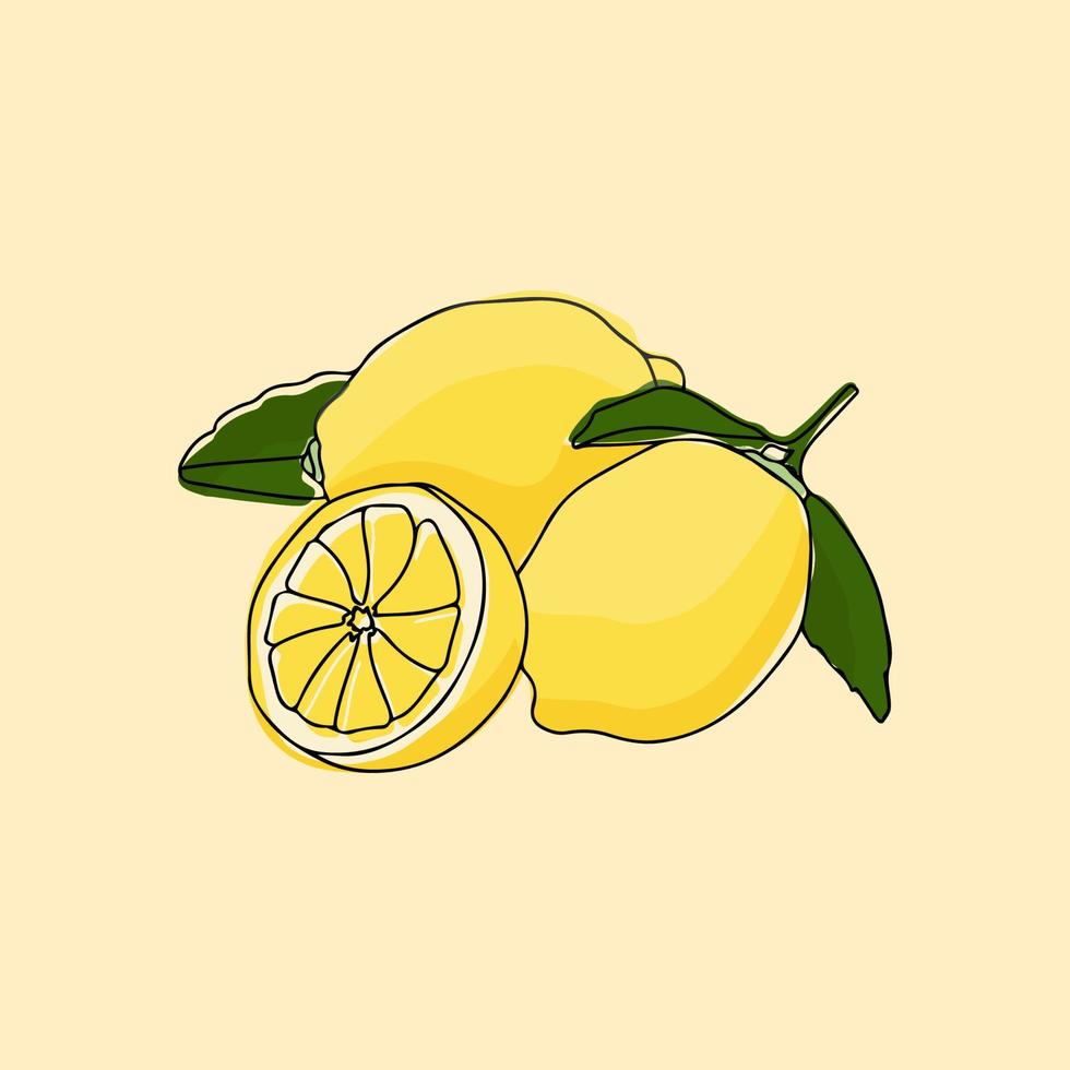 Abstract One Line Lemons Illustration vector
