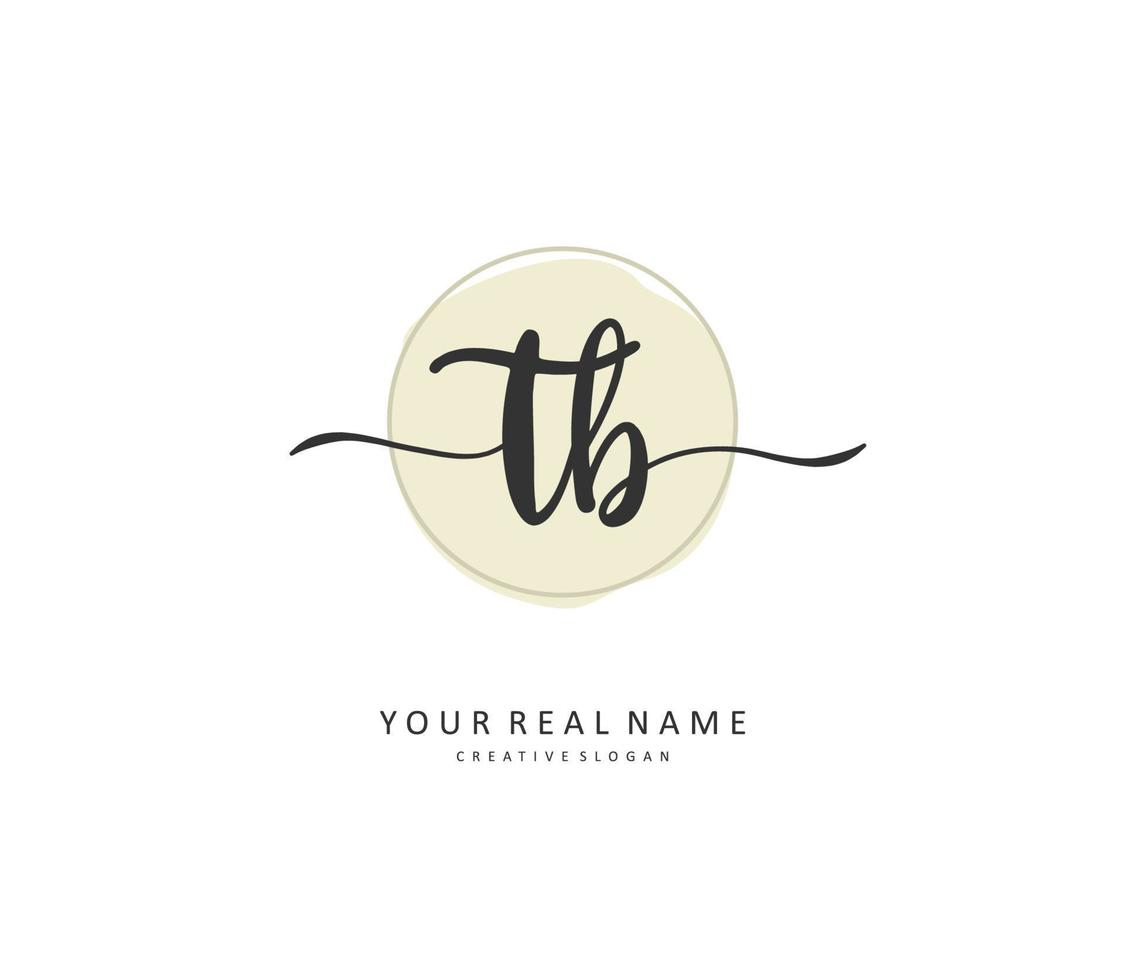 T B TB Initial letter handwriting and  signature logo. A concept handwriting initial logo with template element. vector