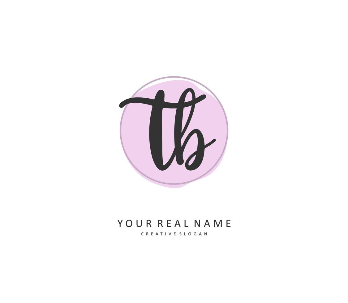 T B TB Initial letter handwriting and  signature logo. A concept handwriting initial logo with template element. vector