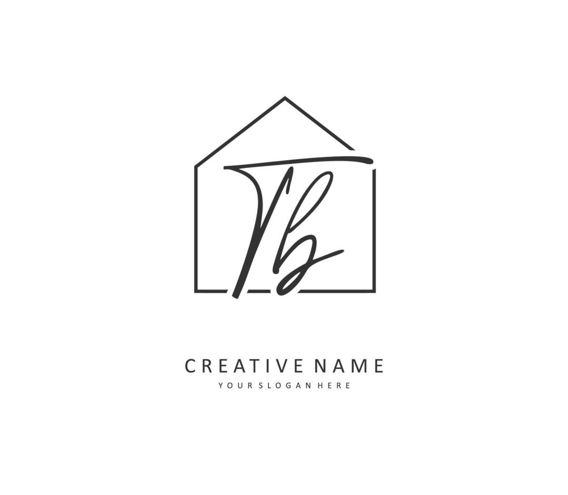 T B TB Initial letter handwriting and  signature logo. A concept handwriting initial logo with template element. vector