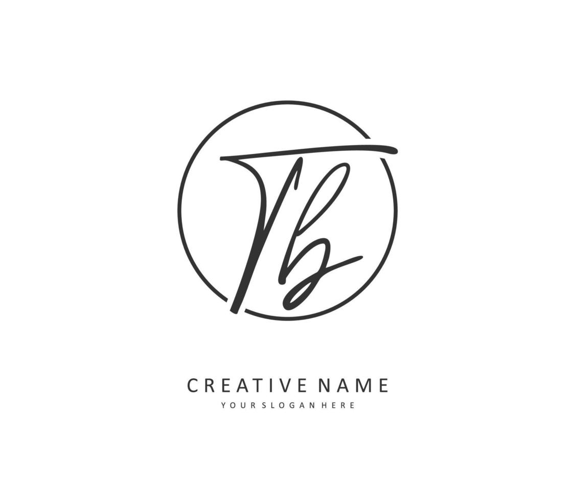 T B TB Initial letter handwriting and  signature logo. A concept handwriting initial logo with template element. vector