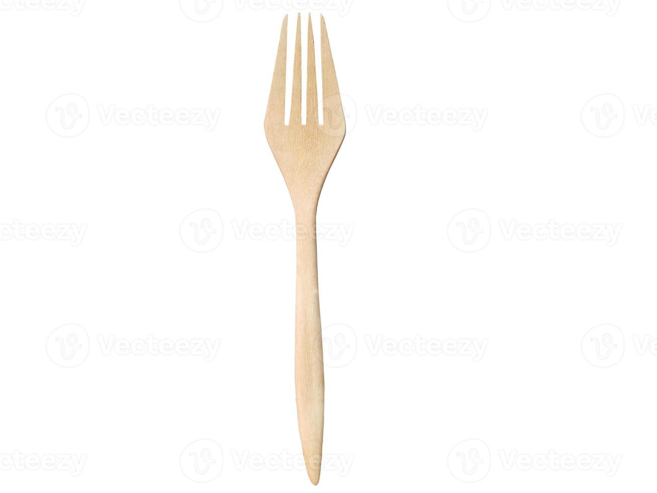 Isolated, cutout, white background, directly above view, wooden fork, utensil, kitchen equipment, object, element with clipping path photo