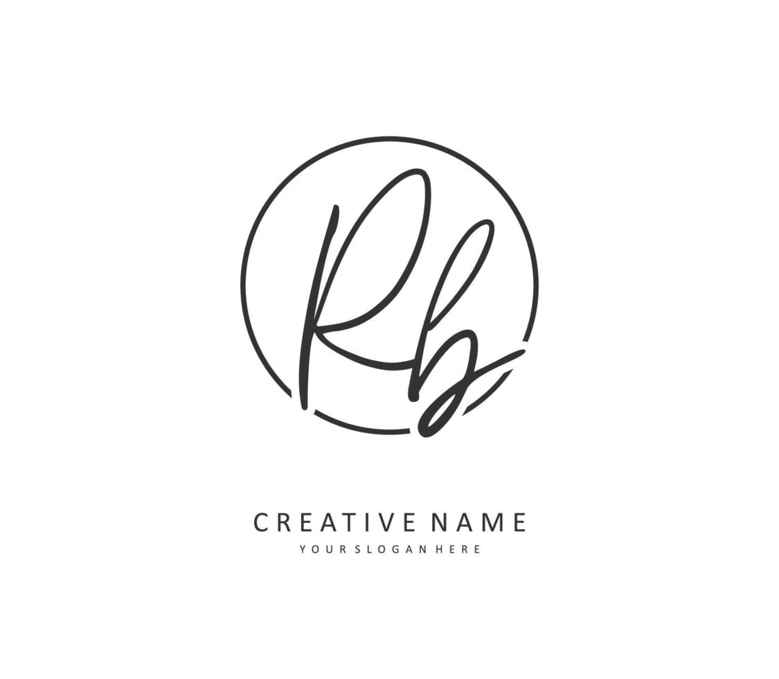 R B RB Initial letter handwriting and  signature logo. A concept handwriting initial logo with template element. vector