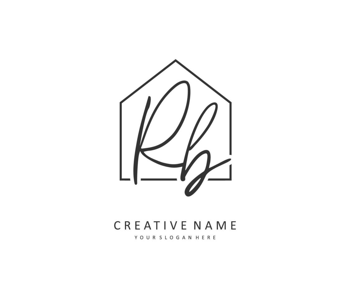 R B RB Initial letter handwriting and  signature logo. A concept handwriting initial logo with template element. vector