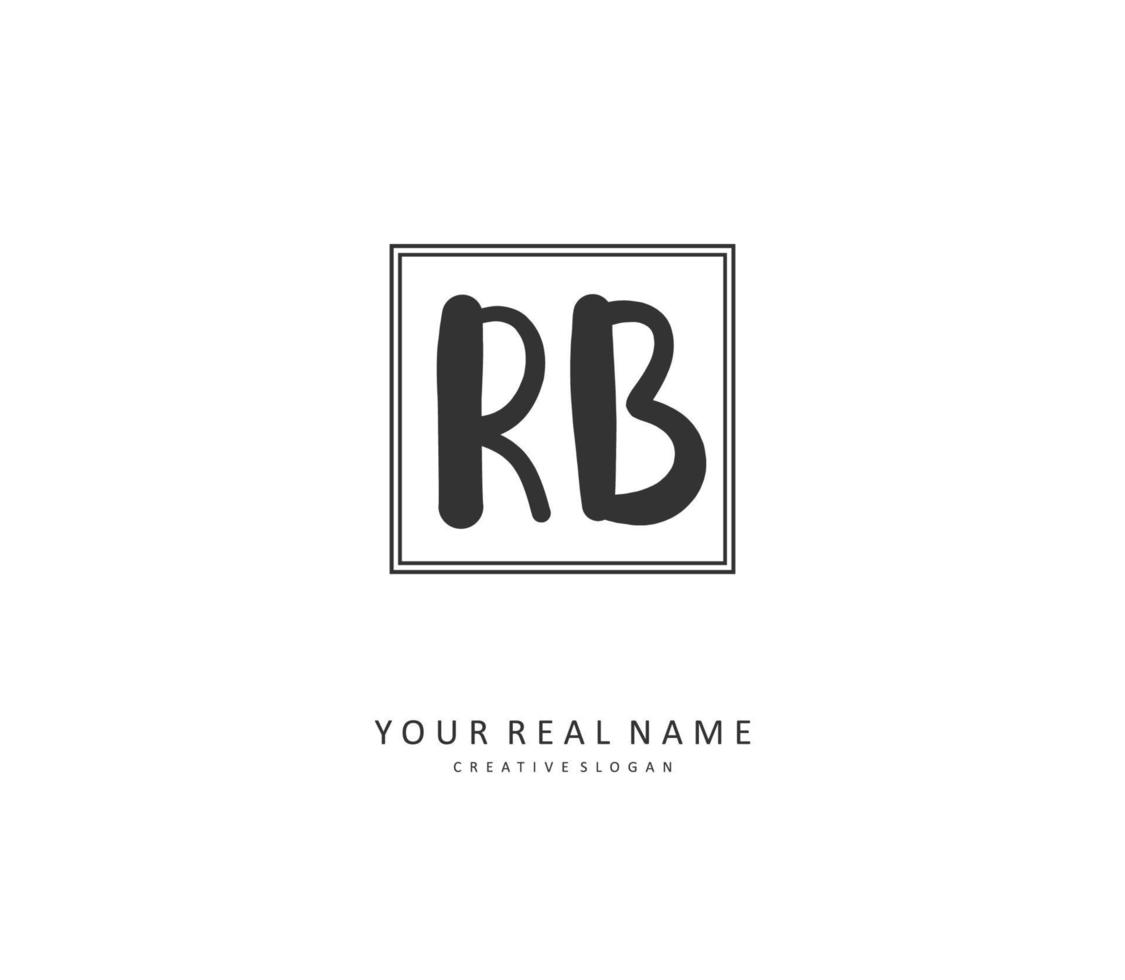 R B RB Initial letter handwriting and  signature logo. A concept handwriting initial logo with template element. vector