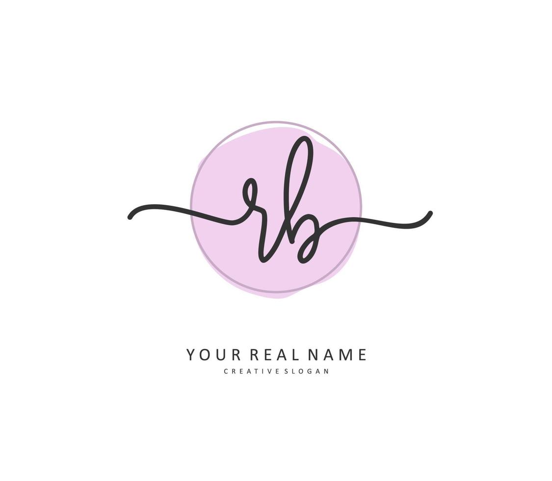 R B RB Initial letter handwriting and  signature logo. A concept handwriting initial logo with template element. vector