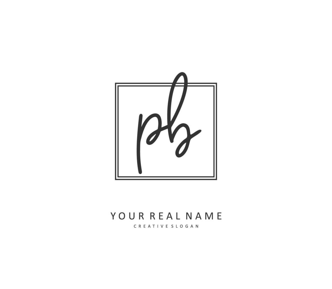 P B PB Initial letter handwriting and  signature logo. A concept handwriting initial logo with template element. vector