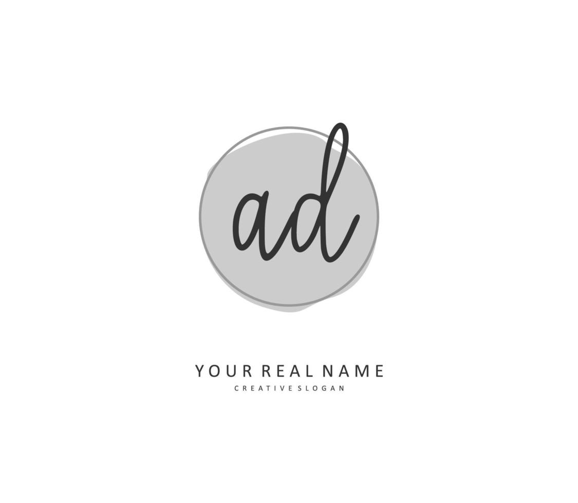 AD Initial letter handwriting and  signature logo. A concept handwriting initial logo with template element. vector
