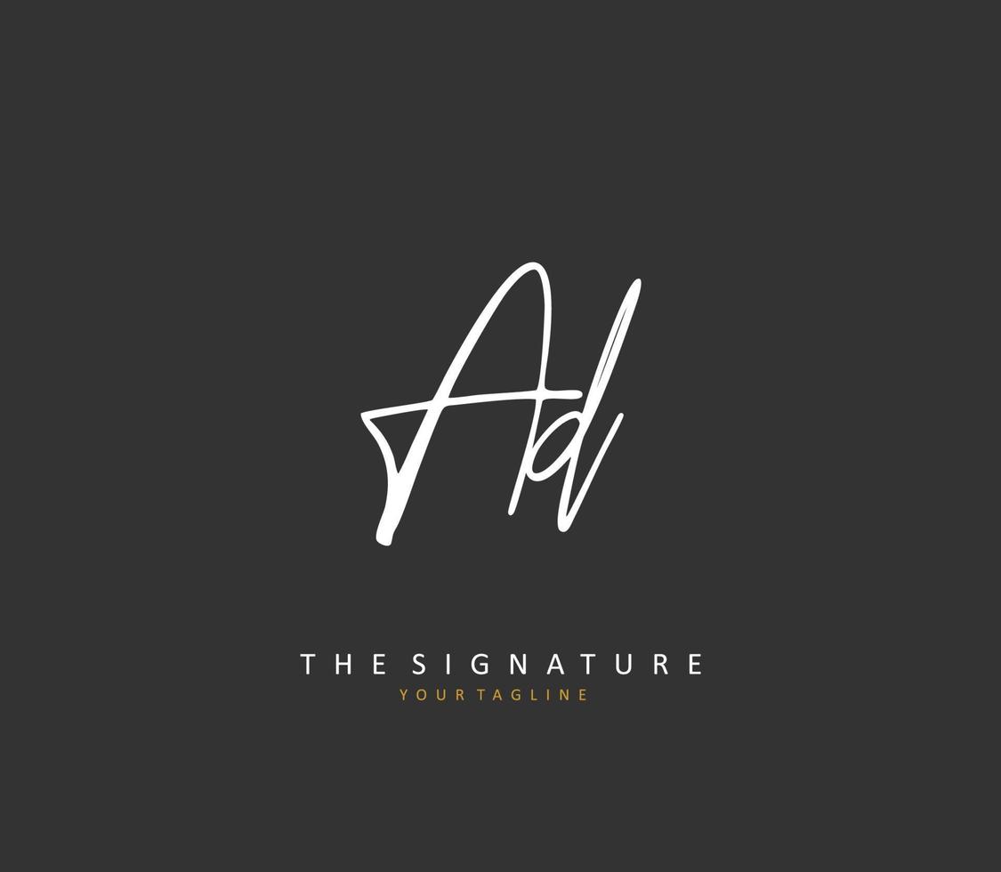 AD Initial letter handwriting and  signature logo. A concept handwriting initial logo with template element. vector