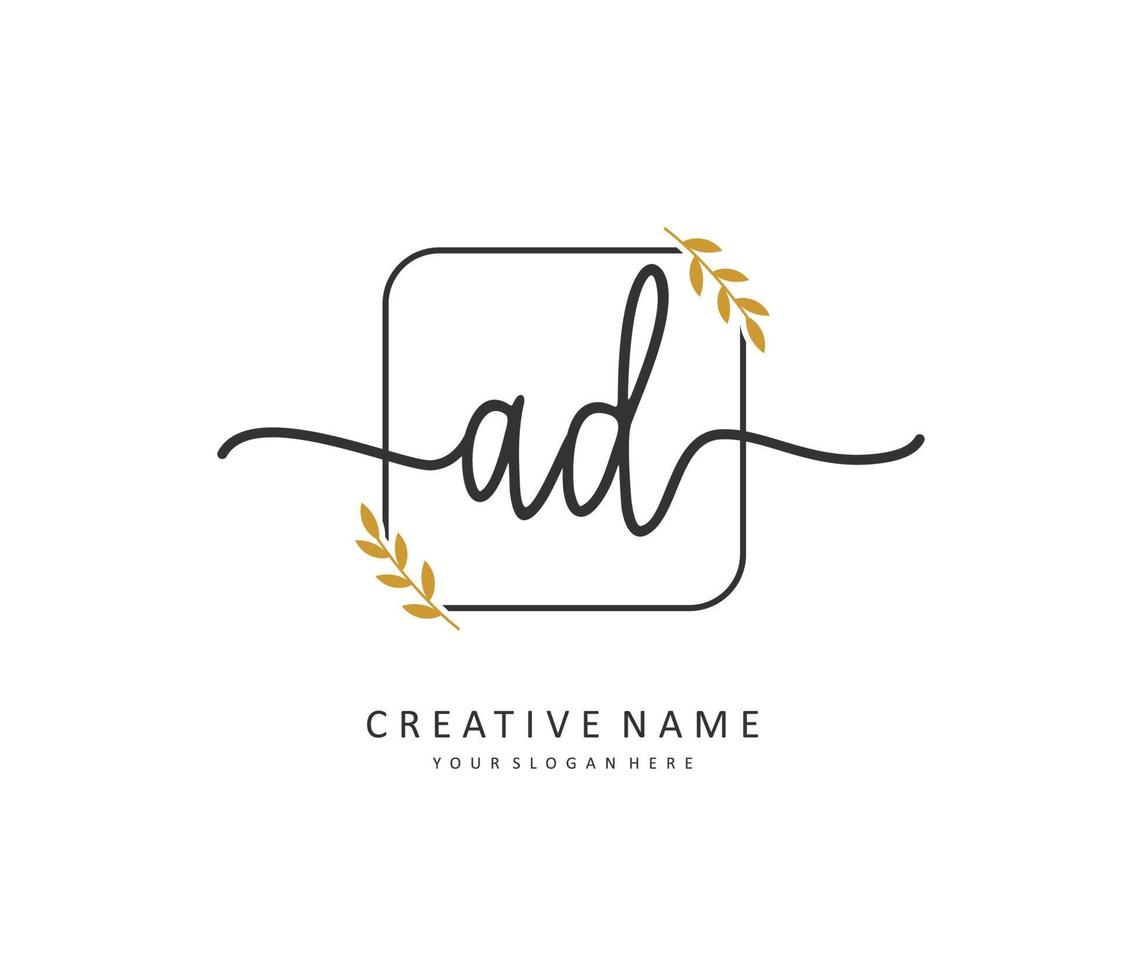 AD Initial letter handwriting and  signature logo. A concept handwriting initial logo with template element. vector