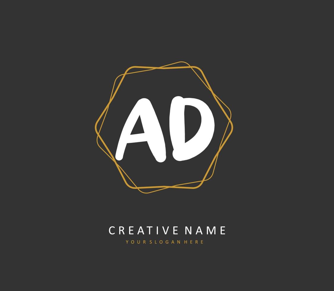 AD Initial letter handwriting and  signature logo. A concept handwriting initial logo with template element. vector
