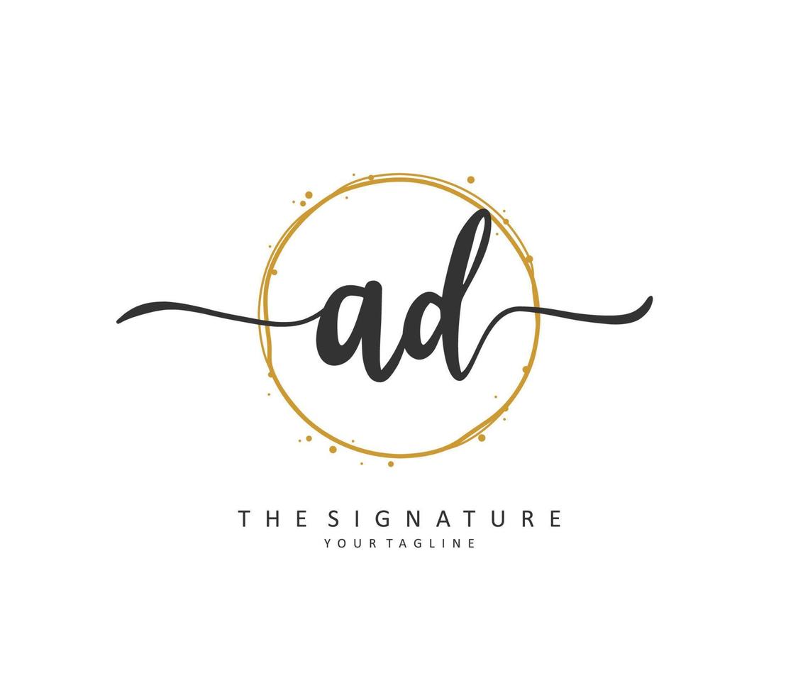 AD Initial letter handwriting and  signature logo. A concept handwriting initial logo with template element. vector