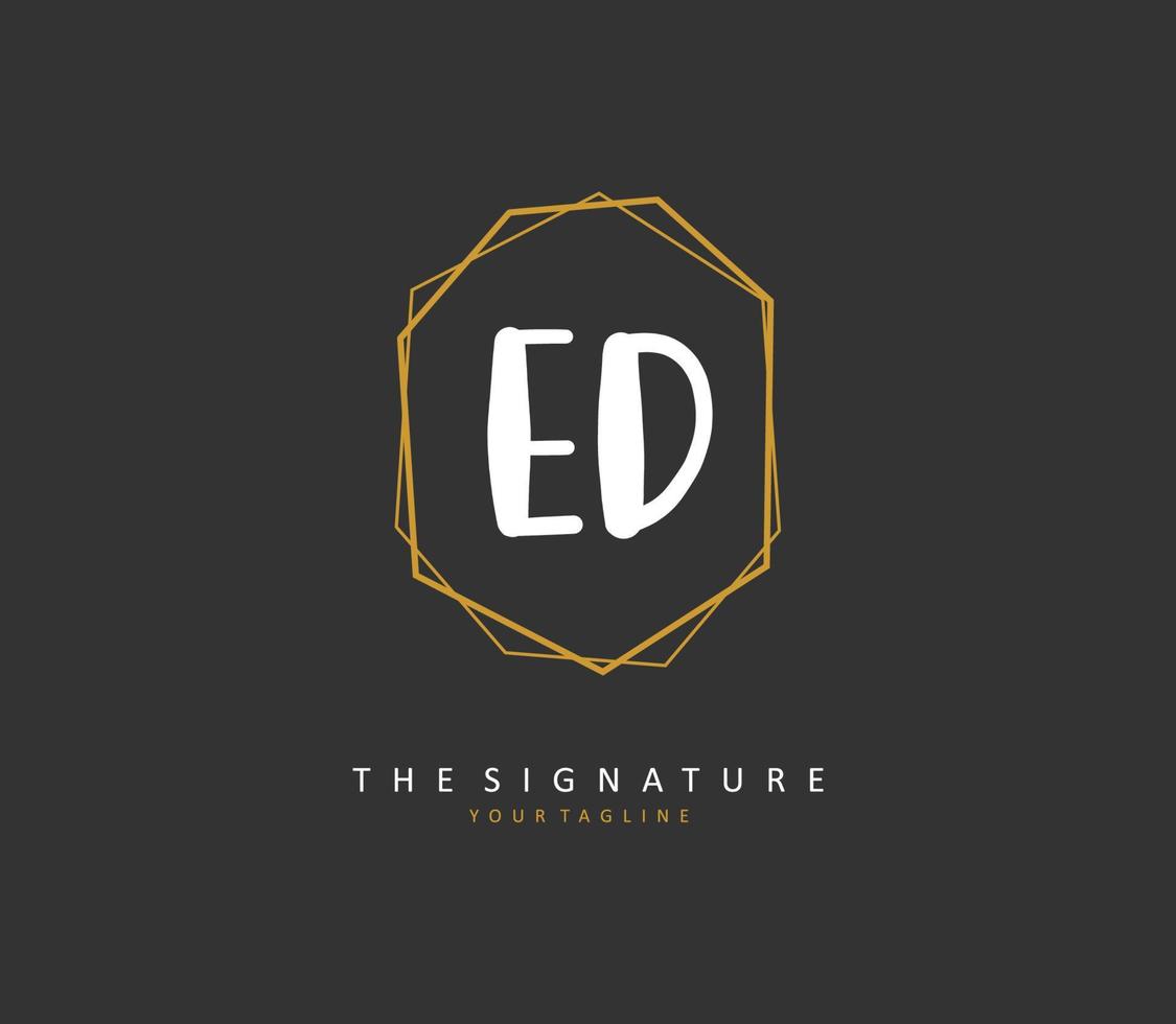 ED Initial letter handwriting and  signature logo. A concept handwriting initial logo with template element. vector