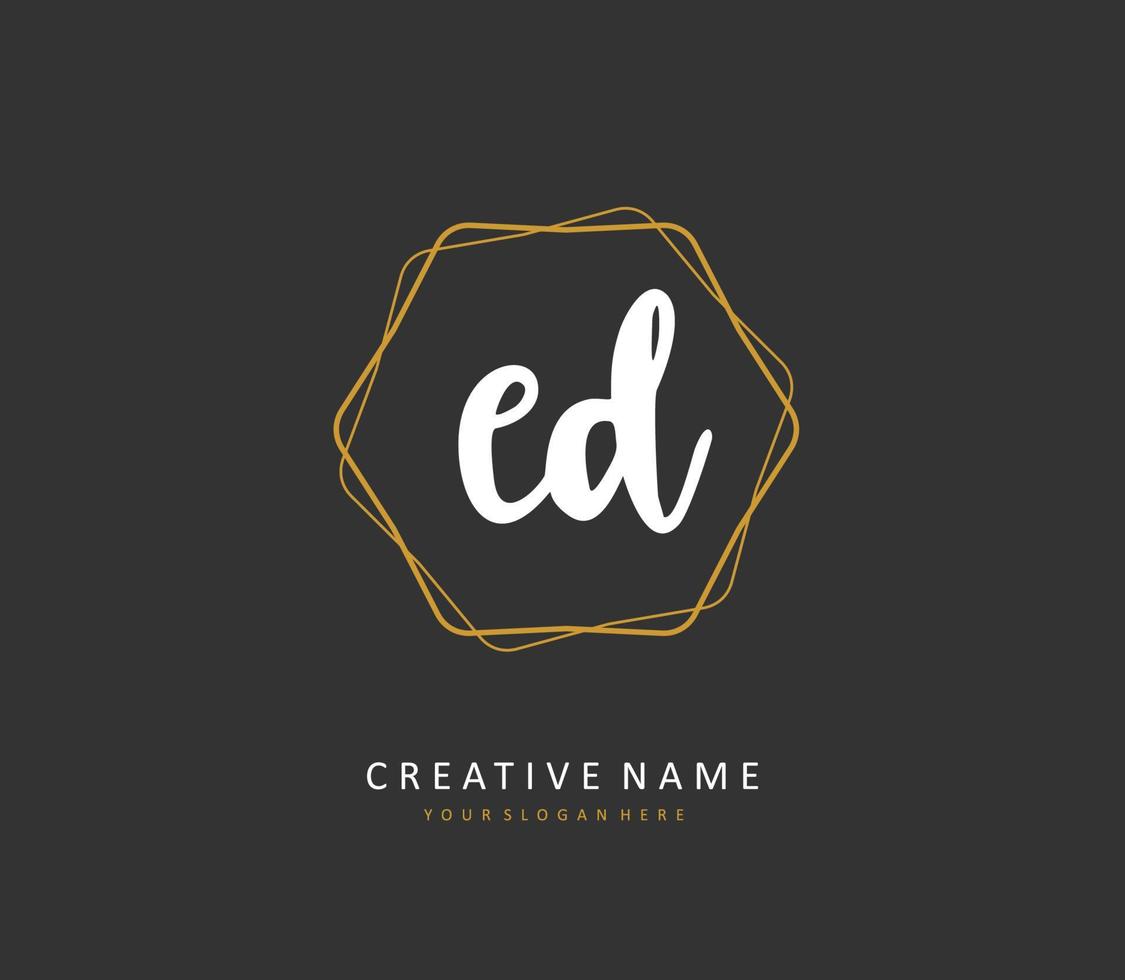 ED Initial letter handwriting and  signature logo. A concept handwriting initial logo with template element. vector