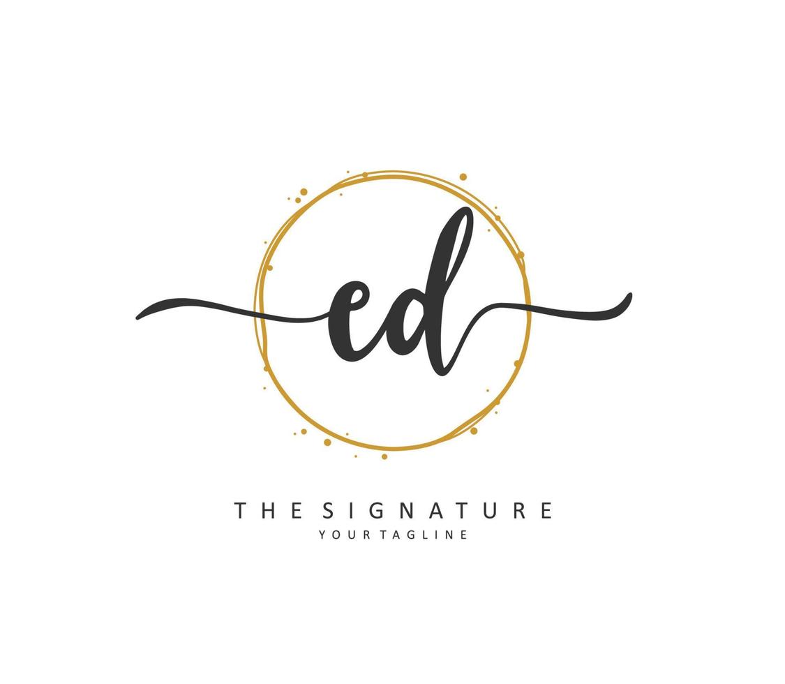 ED Initial letter handwriting and  signature logo. A concept handwriting initial logo with template element. vector