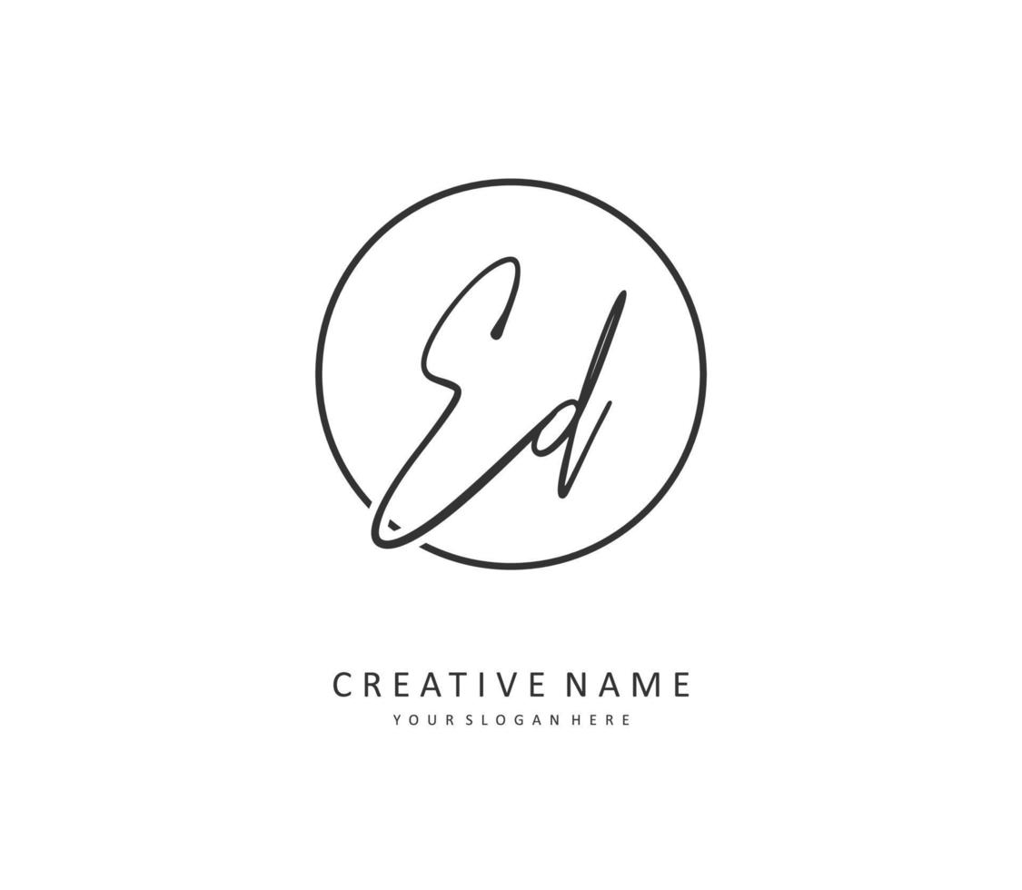 ED Initial letter handwriting and  signature logo. A concept handwriting initial logo with template element. vector
