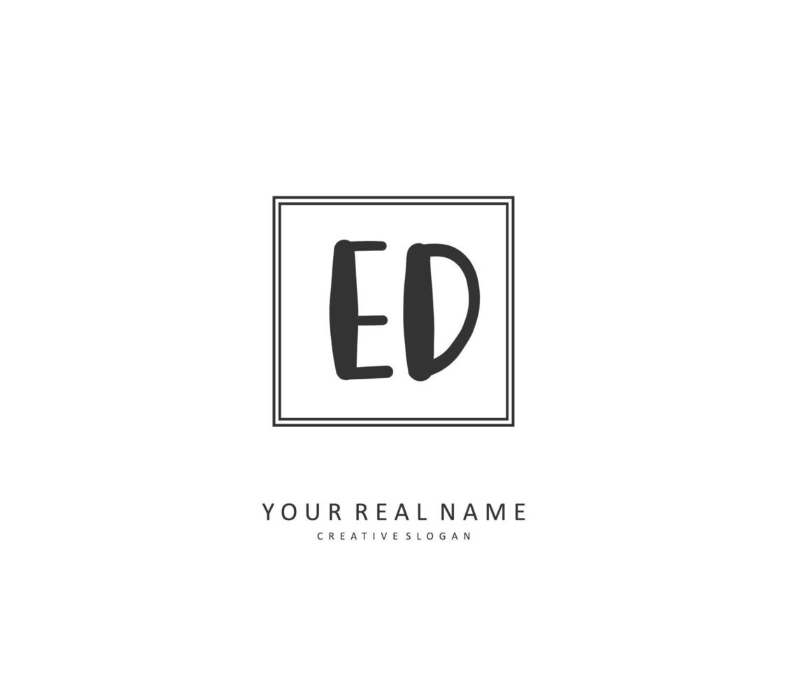 ED Initial letter handwriting and  signature logo. A concept handwriting initial logo with template element. vector