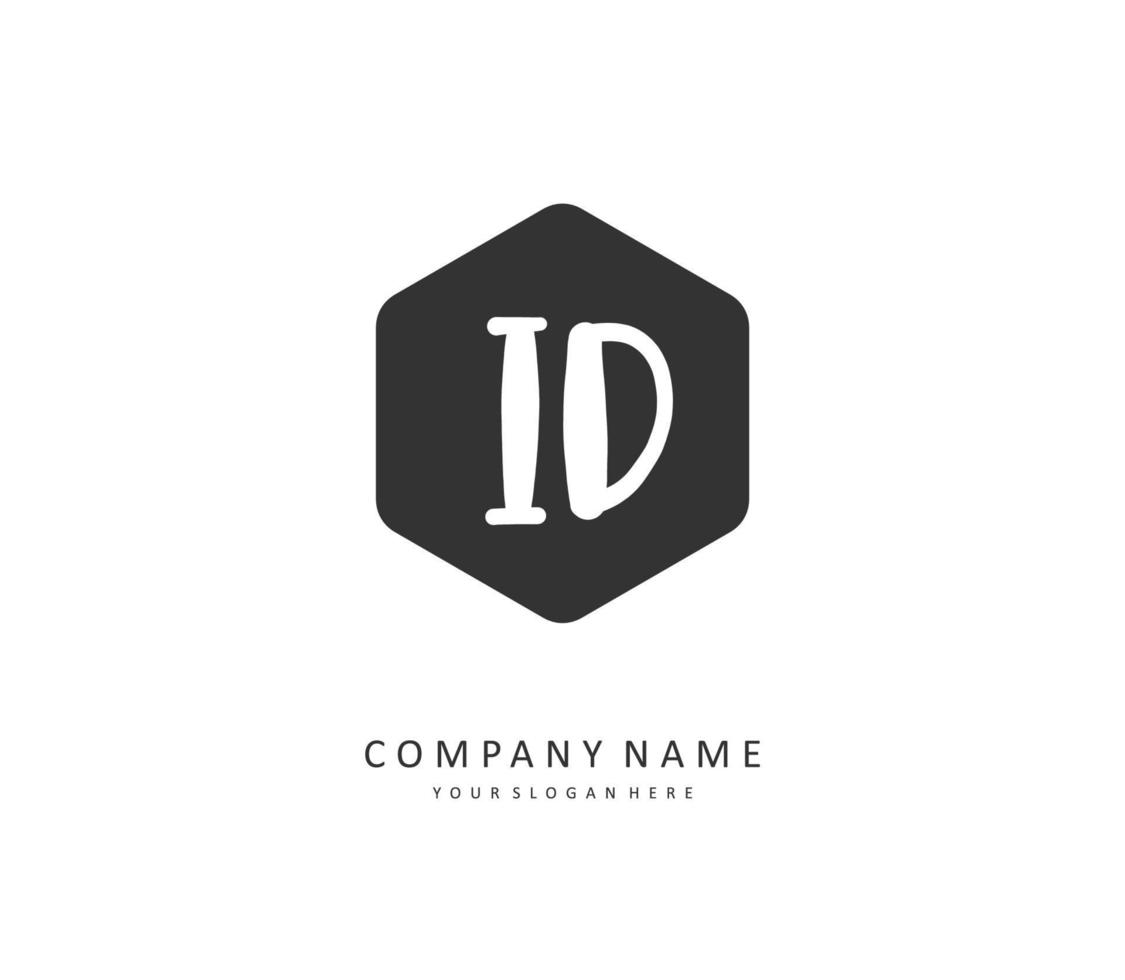 ID Initial letter handwriting and  signature logo. A concept handwriting initial logo with template element. vector