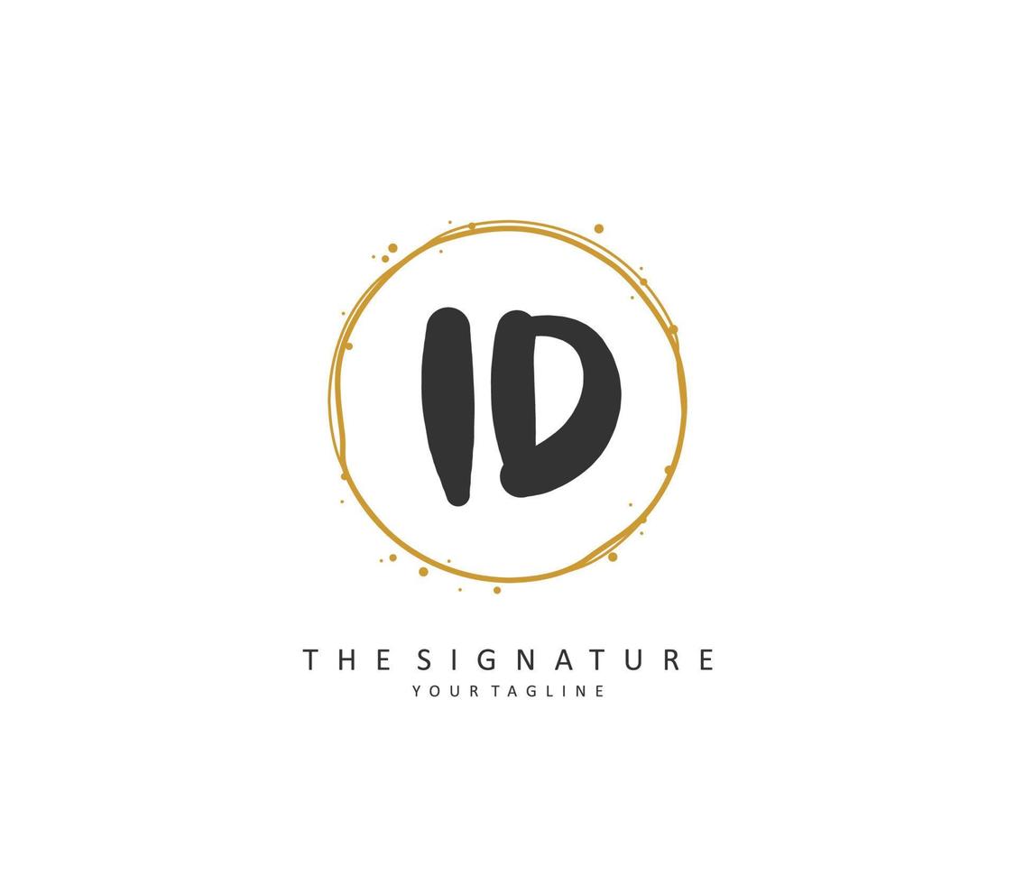 ID Initial letter handwriting and  signature logo. A concept handwriting initial logo with template element. vector