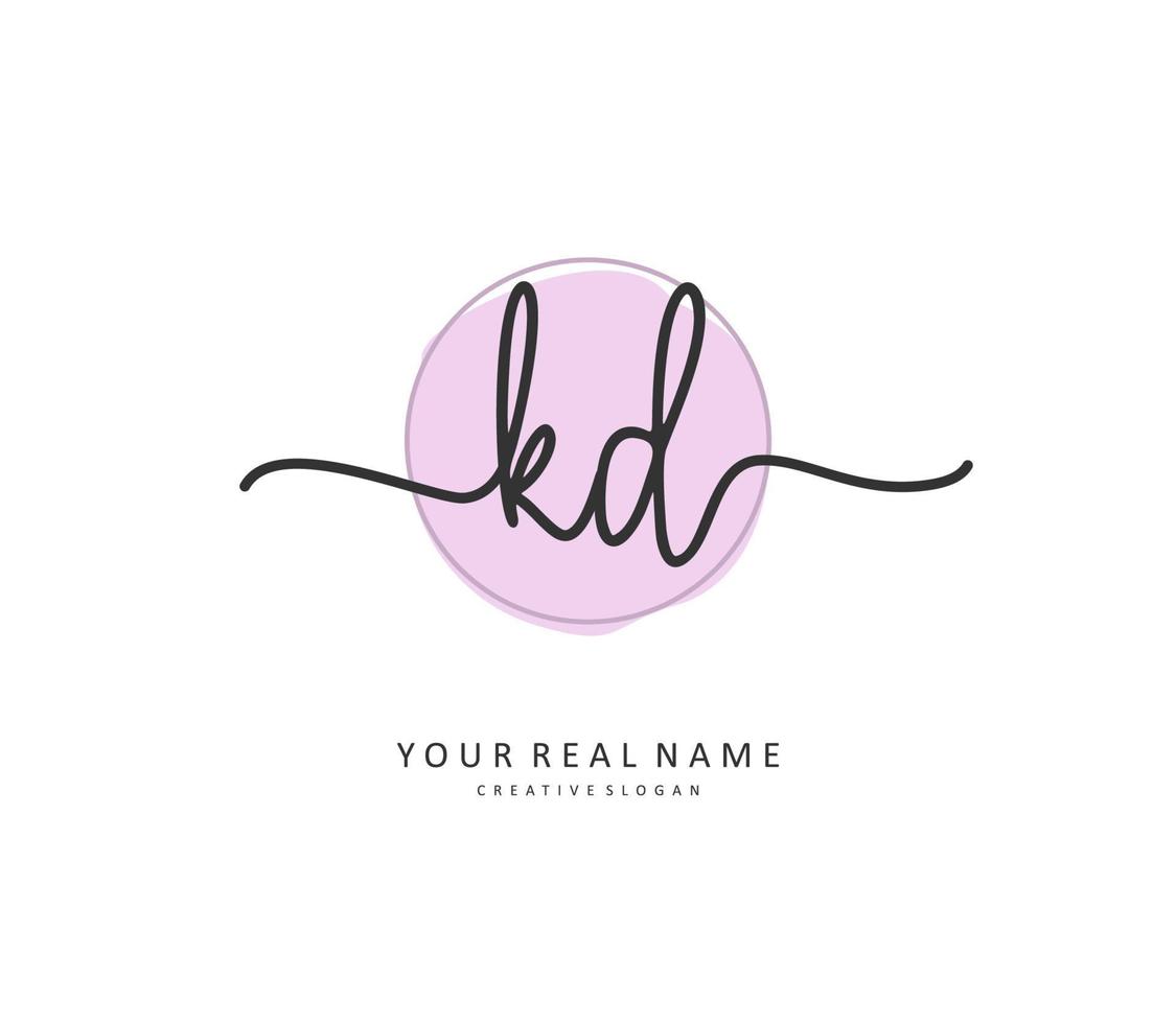 KD Initial letter handwriting and  signature logo. A concept handwriting initial logo with template element. vector
