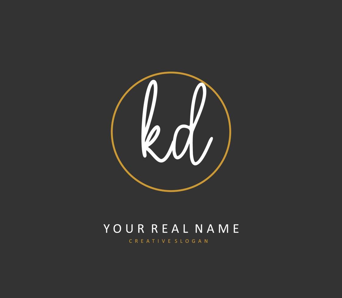 KD Initial letter handwriting and  signature logo. A concept handwriting initial logo with template element. vector