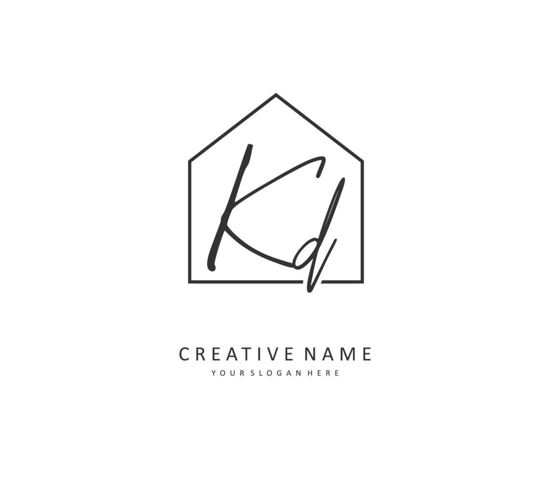 KD Initial letter handwriting and  signature logo. A concept handwriting initial logo with template element. vector