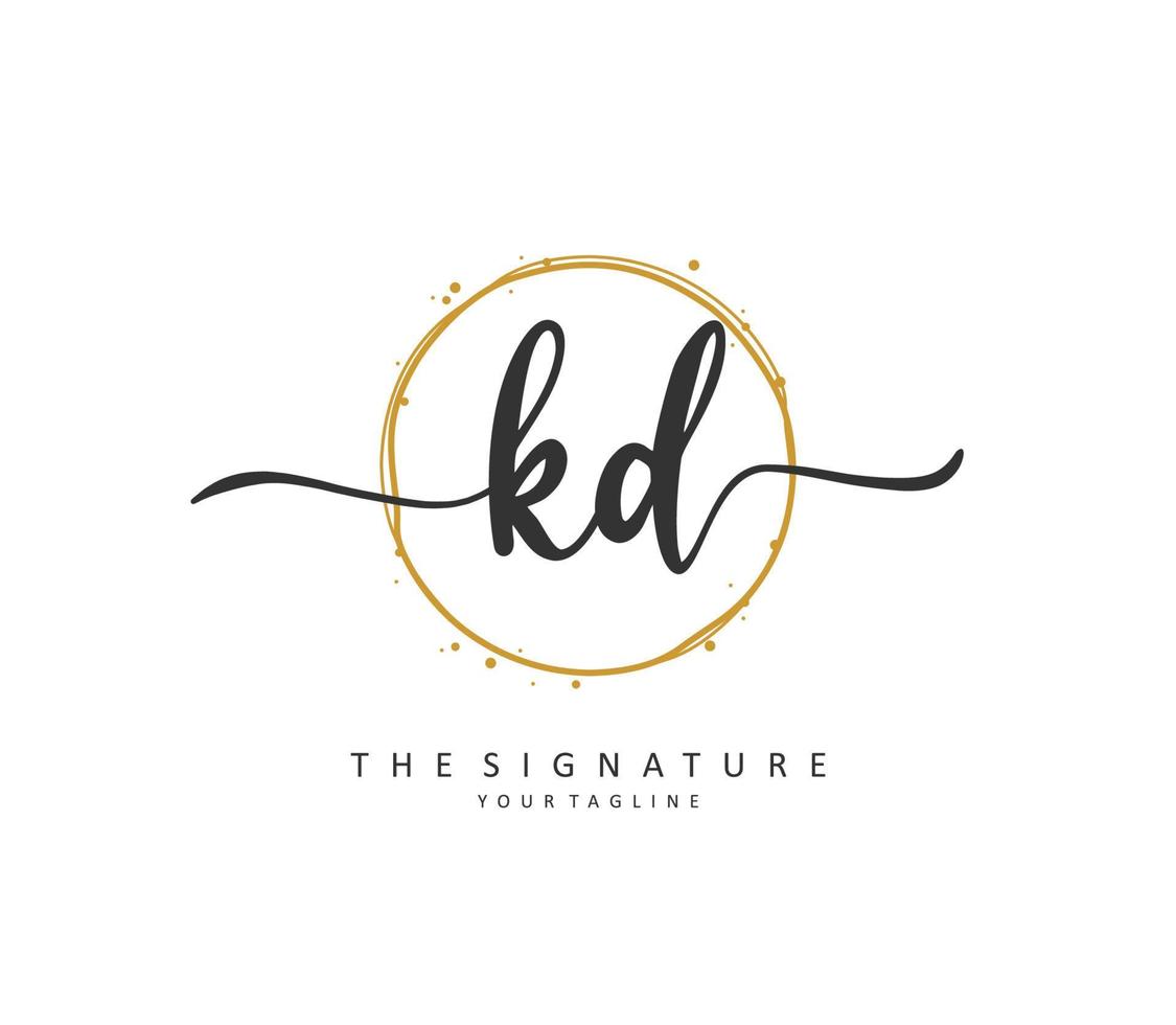 KD Initial letter handwriting and  signature logo. A concept handwriting initial logo with template element. vector