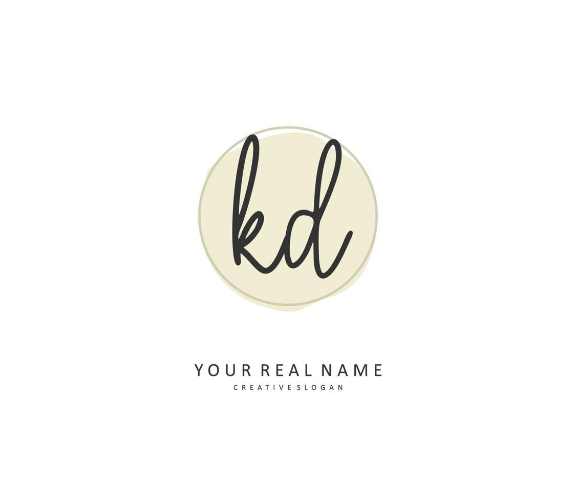 KD Initial letter handwriting and  signature logo. A concept handwriting initial logo with template element. vector