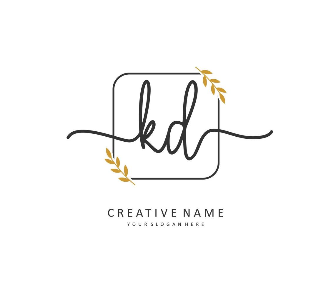 KD Initial letter handwriting and  signature logo. A concept handwriting initial logo with template element. vector