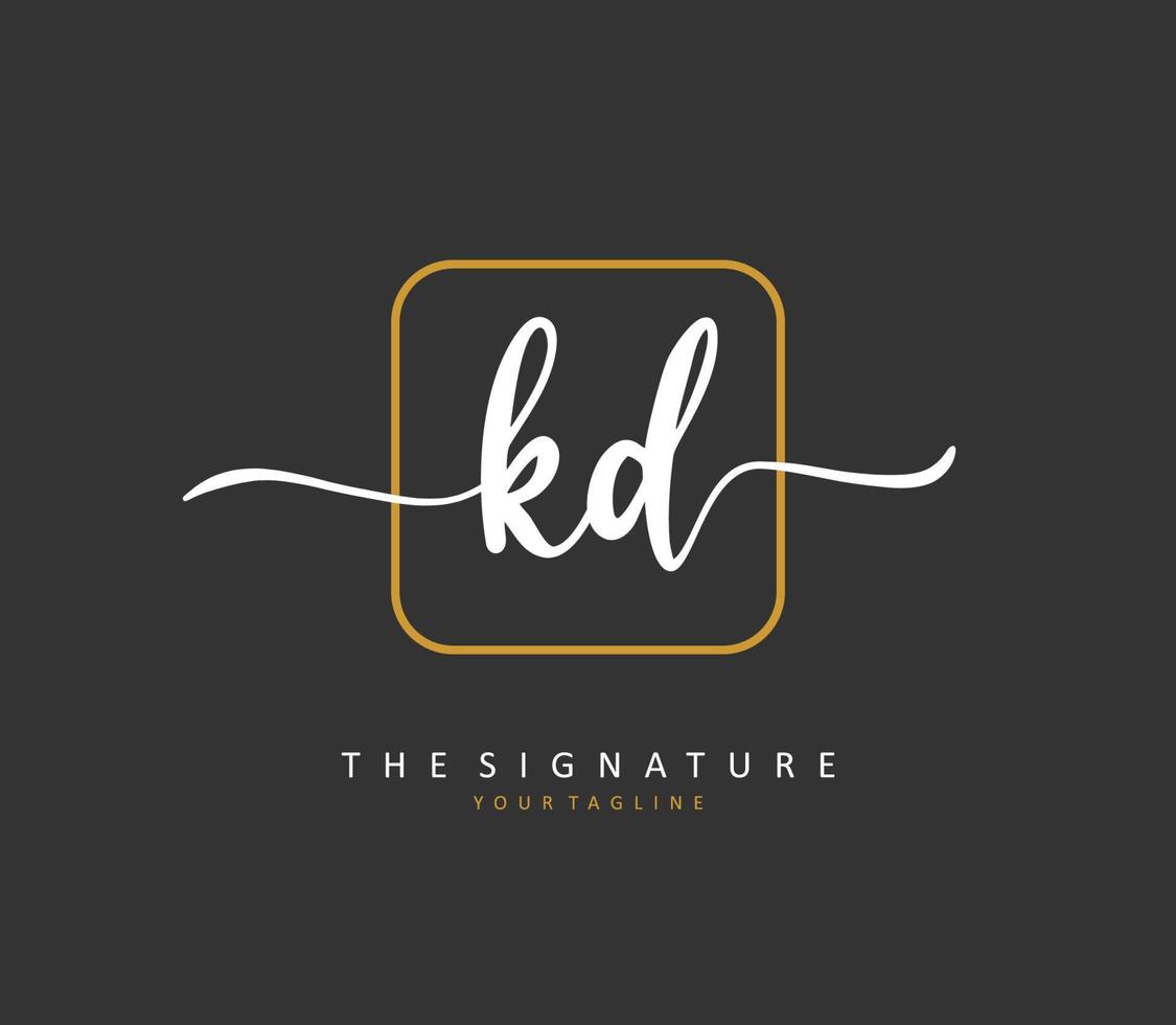 KD Initial letter handwriting and  signature logo. A concept handwriting initial logo with template element. vector