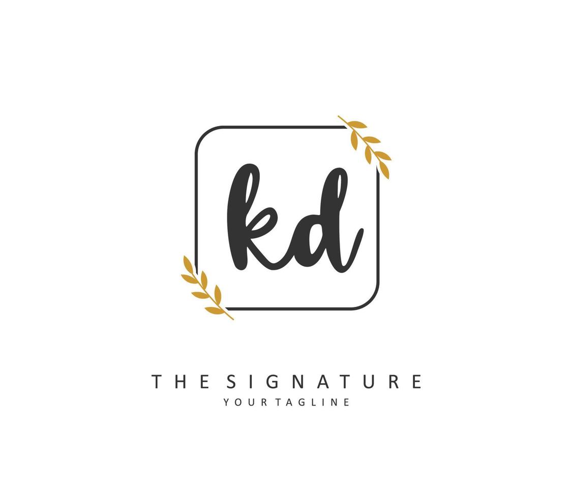 KD Initial letter handwriting and  signature logo. A concept handwriting initial logo with template element. vector
