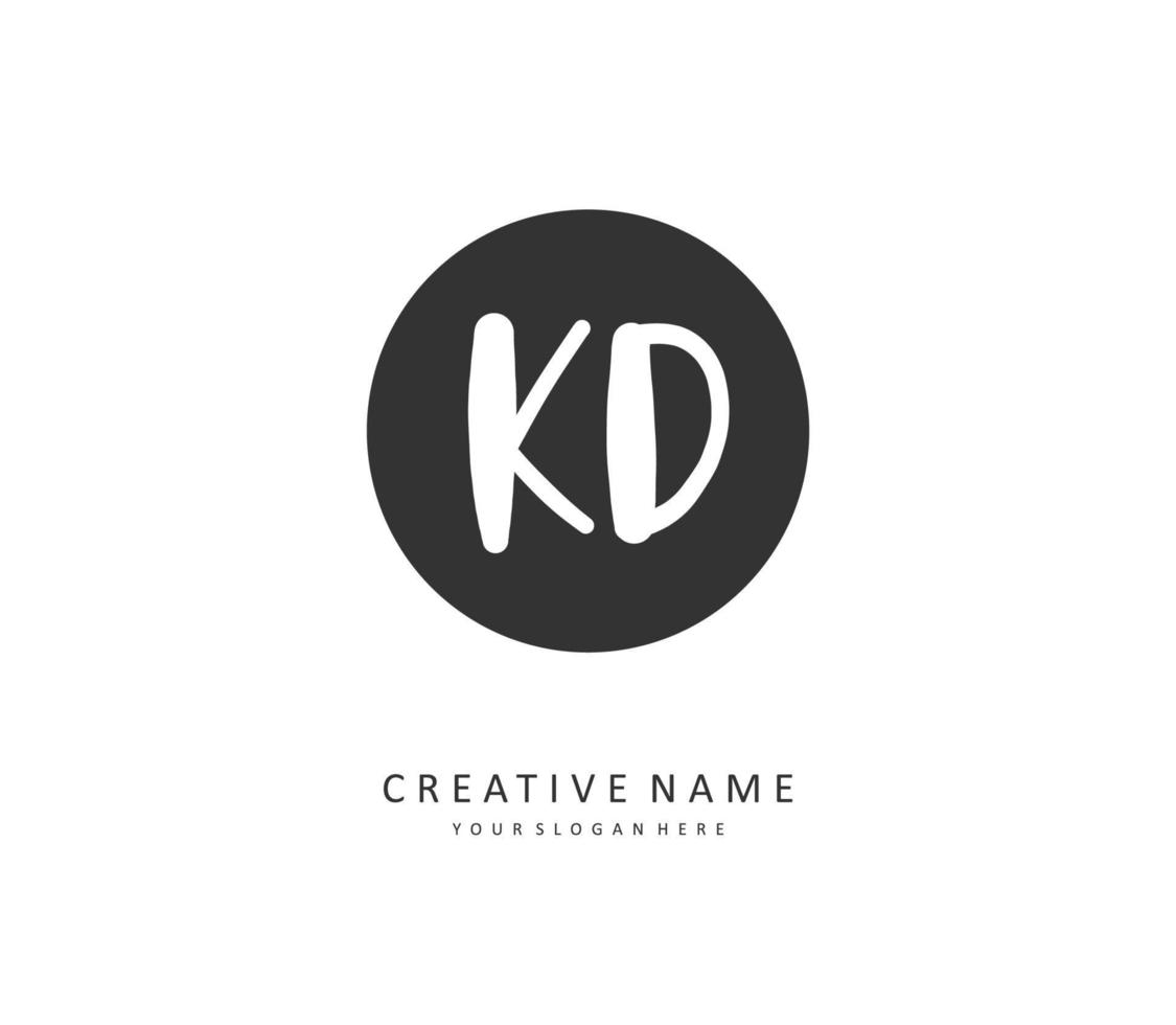 KD Initial letter handwriting and  signature logo. A concept handwriting initial logo with template element. vector