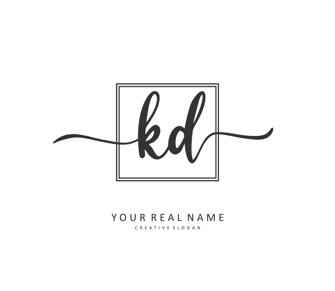 KD Initial letter handwriting and  signature logo. A concept handwriting initial logo with template element. vector
