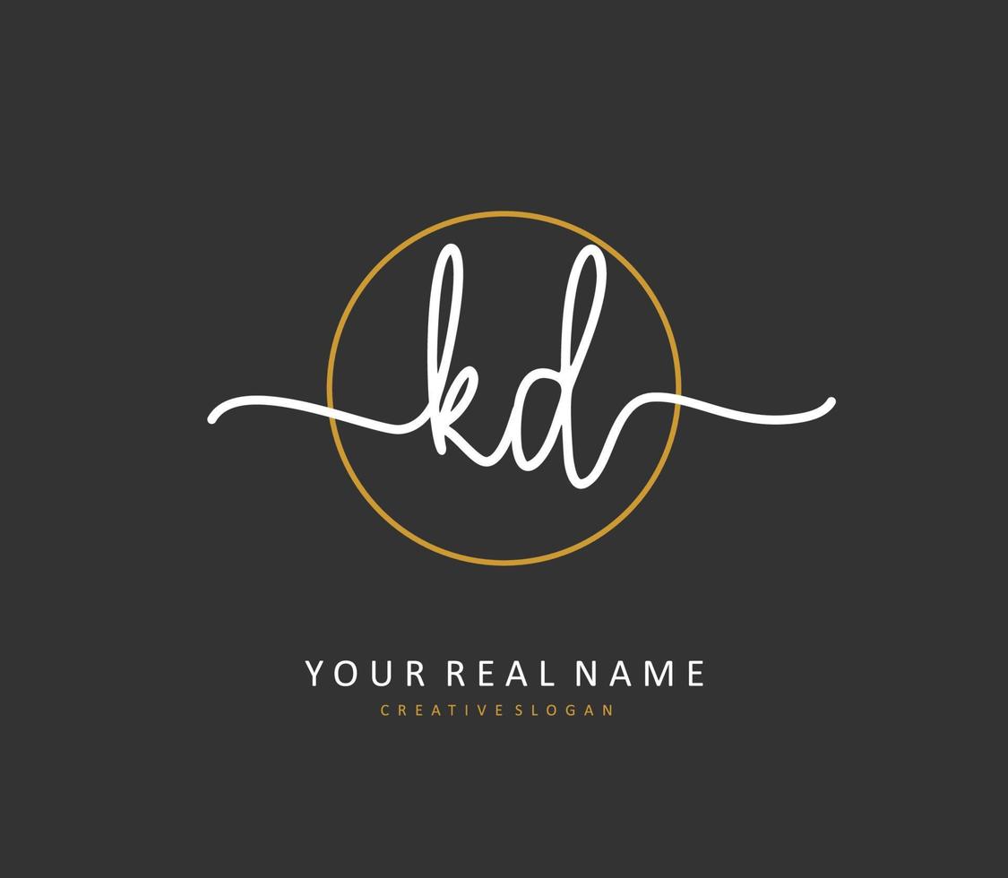 KD Initial letter handwriting and  signature logo. A concept handwriting initial logo with template element. vector
